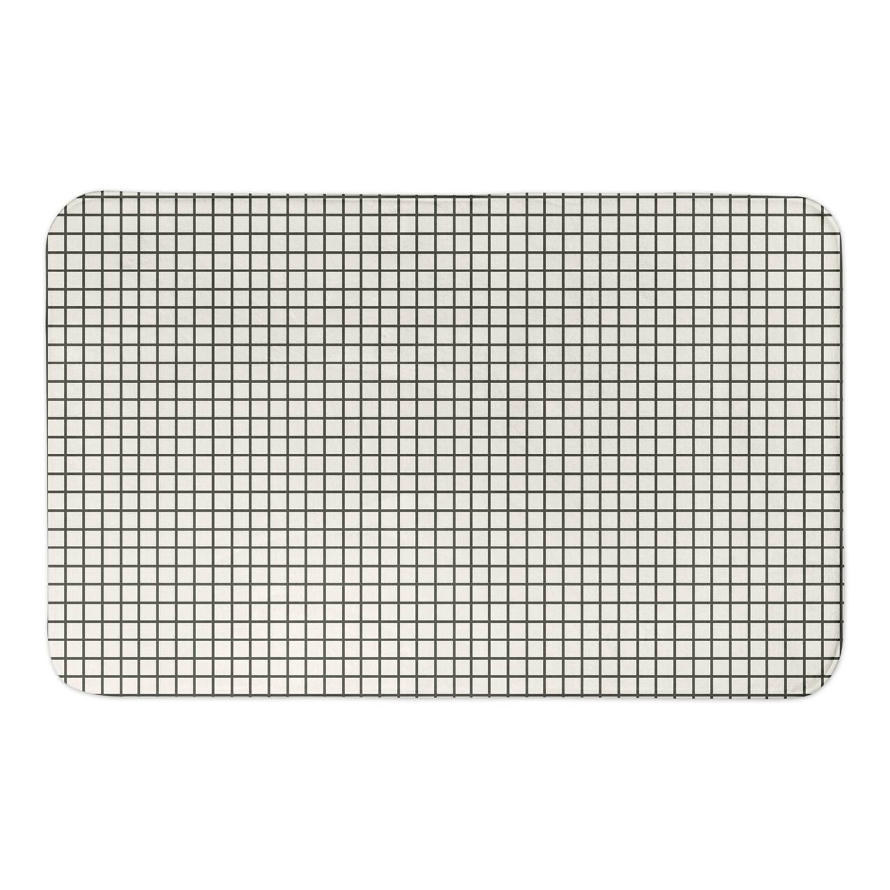 Designs Direct Dark On Light Grid Bath Mat, 34" x 21"